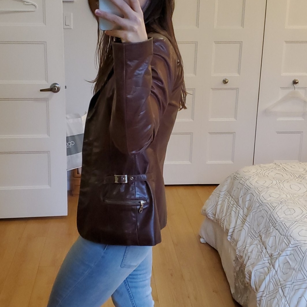 RUDSAK Brown Leather Jacket – Snap Button – Made in Canada - Picture 4 of 15